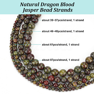 4 Strands 4 Styles Natural Dragon Blood Jasper Bead Strands G-OC0005-10-1
