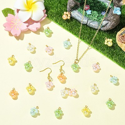 40Pcs 8 Style ABS Plastic Imitation Pearl Pendants PALLOY-CJ00177-1