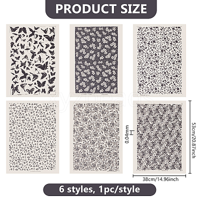 6Pcs 6 Styles Paper Ceramic Decals DIY-BC0015-05-1