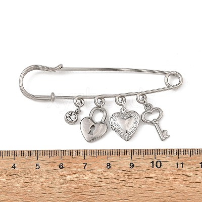 316 Stainless Steel & 201 Stainless Steel Rhinestone Pendant Brooch JEWB-BR00205-1