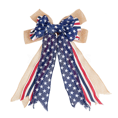 Polyester & Burlap Bowknots DIY-WH0304-570-1