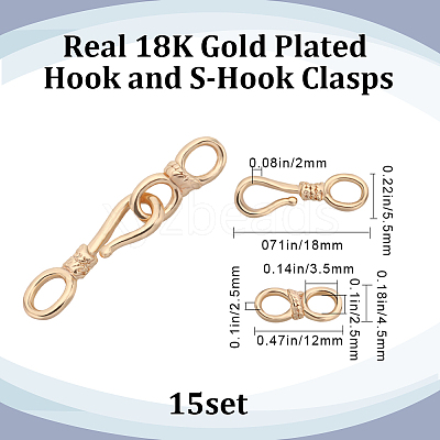15Pcss Brass Hook and S-Hook Clasps KK-BBC0009-36-1