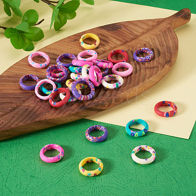 30Pcs Handmade Polymer Clay Finger Rings RJEW-TA0001-11A-1