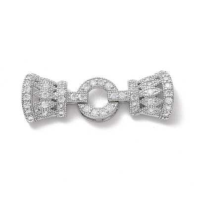 Eco-Friendly Rack Plating Brass Micro Pave Clear Cubic Zirconia Watch Band Clasps ZIRC-F843-28P-1