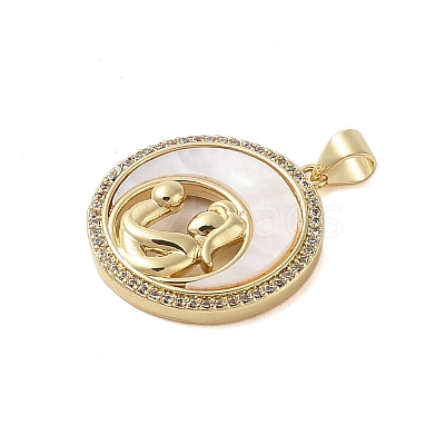 Brass Micro Pave Clear Cubic Zirconia Pendants KK-I712-51G-05-1