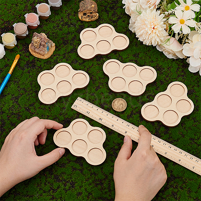 Wood 5 Holes Movement Display Pedestals AJEW-WH0270-370A-1