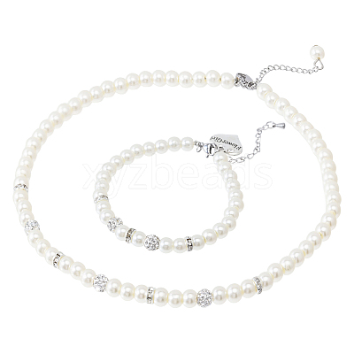 2Pcs 2 Style Glass Pearl Beaded Bracelets & Kid Bracelets SJEW-FH00001-1