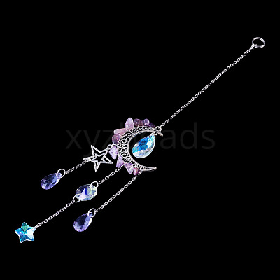 Moon & Star Alloy Hanging Ornaments HJEW-TADJ0024-1