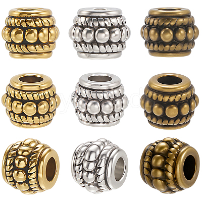 150Pcs 3 Colors Tibetan Silver Beads TIBEB-PA0001-01-1