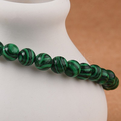 Synthetic Malachite Bead Stretch Bracelets X-BJEW-K212-A-031-1