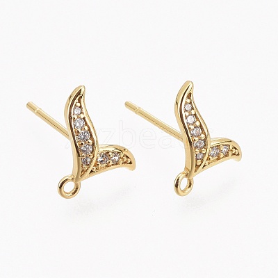 Brass Micro Pave Clear Cubic Zirconia Stud Earring Findings ZIRC-L098-038G-1
