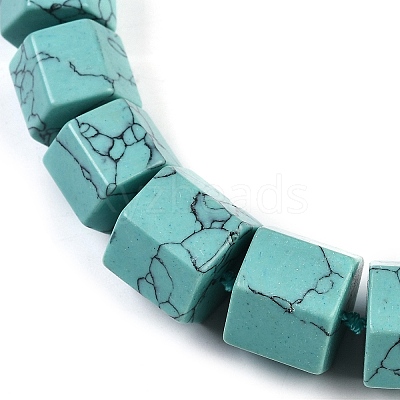 Synthetic Turquoise Hexagon Prism Graduated Beaded Necklaces for Women Men NJEW-K388-03I-1