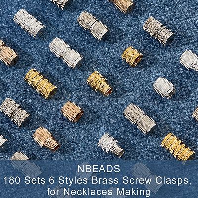 180 Sets 6 Styles Brass Screw Clasps KK-NB0002-79-1