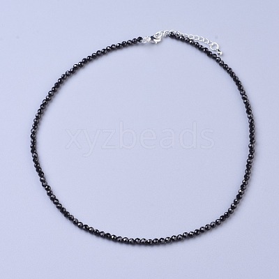 Natural Black Spinel Beaded Necklaces NJEW-K114-B-A20-1