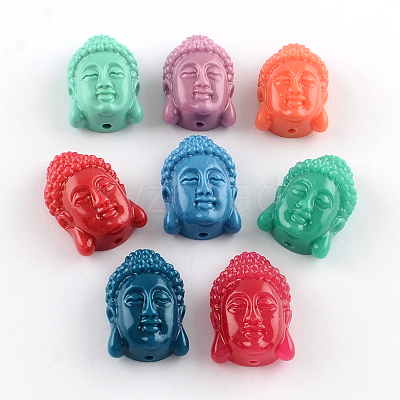 Dyed Buddha Head Synthetical Coral Beads CORA-R011-16-1