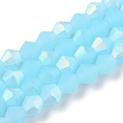Imitation Jade Bicone Frosted Glass Bead Strands EGLA-A039-J6mm-MB03-1