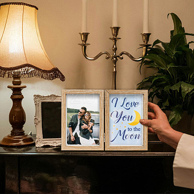 Word I Love You To The Moon Wood Picture Frames Box AJEW-FG0004-02C-1