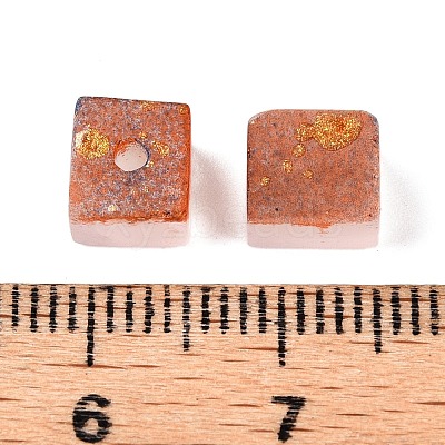 Frosted Glass Beads with Golden Glitter Powder DGLA-NH001-6mm-01G-1