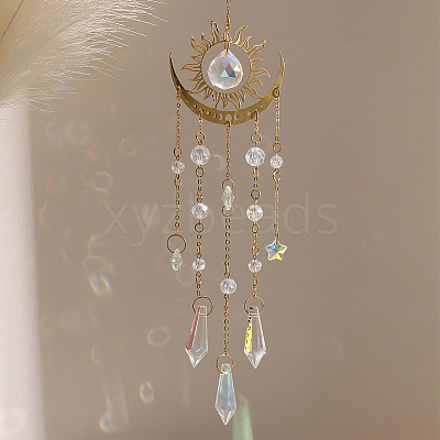 1Pc Metal Moon Hanging Ornaments AJEW-CN0004-04B-1