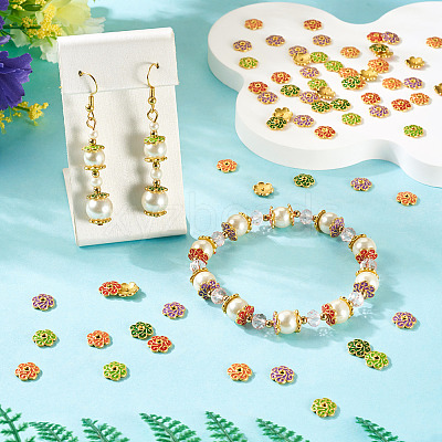 200Pcs 5 Colors Alloy Enamel Bead Caps FIND-TA0008-37-1
