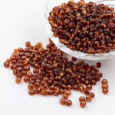 6/0 Round Silver Lined Round Hole Glass Seed Beads X-SEED-A005-4mm-53-1