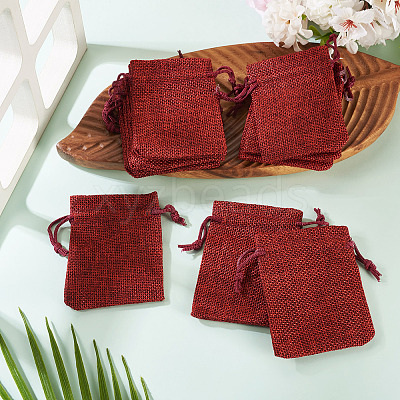 20Pcs Rectangle Polyester Imitation Burlap Packing Pouches Drawstring Bags ABAG-TA0001-96C-1