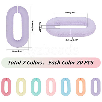 140Pcs 7 Colors Acrylic U-shaped Open Link Ring SACR-PH0001-04-1