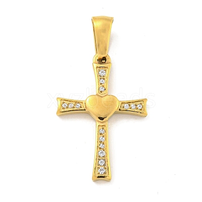Ion Plating(IP) 304 Stainless Steel Cubic Zirconia Pendants STAS-C102-05G-1
