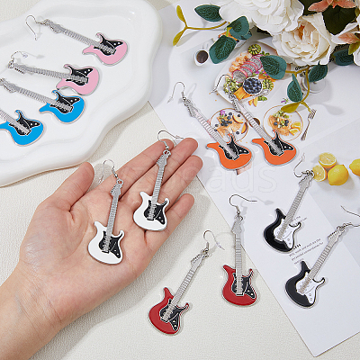 6 Pairs 6 Colors Alloy Enamel Dangle Earrings EJEW-FI0002-77-1