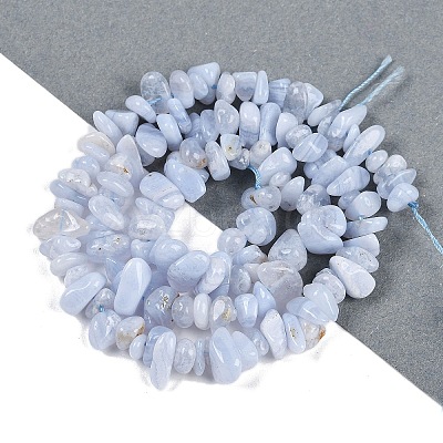 Natural Blue Lace Agate Chip Beads Strands G-E271-73-A-1