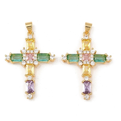 Brass with Cubic Zirconia Pendants KK-L255-08G-1