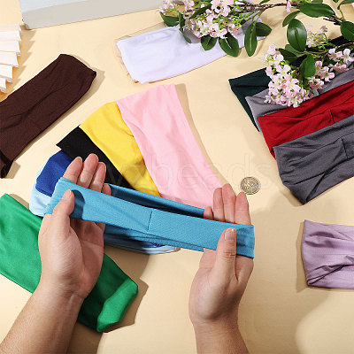 15Pcs 15 Colors Polyester & Elastic Headbands OHAR-GL0001-03-1
