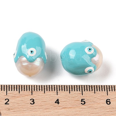 Natural Cultured Freshwater Pearl Enamel Beads PEAR-G014-05B-1