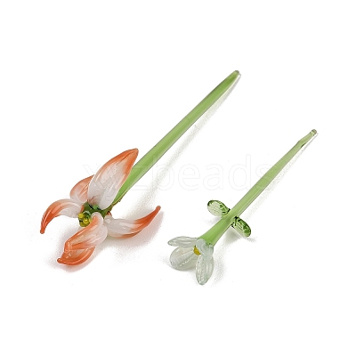 Handmade Lampwork Birthday Flower & Vase Set for Tabletop Display LAMP-D007-002H-1