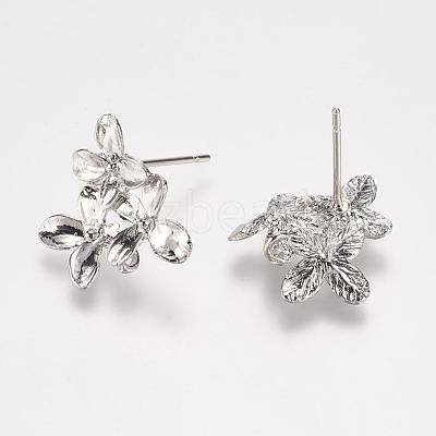 Rack Plating Brass Stud Earring Findings KK-P105-28S-1