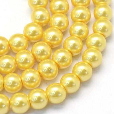 Baking Paint Pearlized Glass Pearl Round Bead Strands X-HY-Q003-10mm-67-1