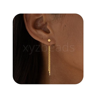 Brass Chain Tassel Stud Earrings FS-WGE0263-03-1