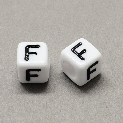 Large Hole Acrylic Letter European Beads SACR-Q103-8mm-01F-1