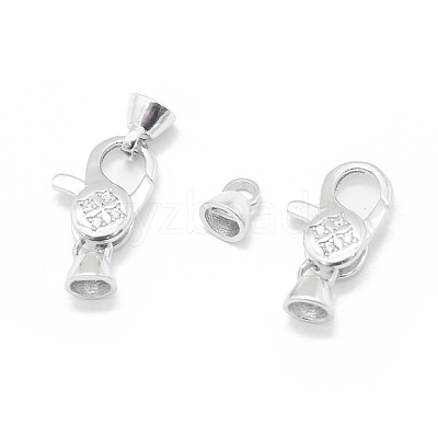Anti-Tarnish Rhodium Plated 925 Sterling Silver Lobster Claw Clasps STER-L055-062P-1