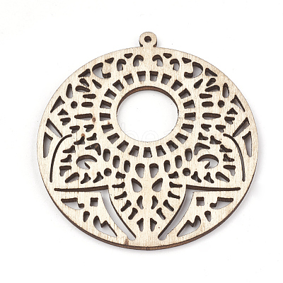 Undyed Wood Big Pendants X-WOOD-T008-42-1