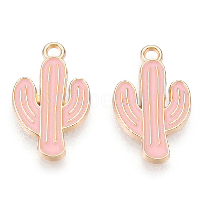 Light Gold Plated Alloy Pendants X-ENAM-T009-12B-1