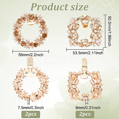 4Pcs 2 Styles Alloy & Glass Shoe Buckle Clips AJEW-FG0003-07-1