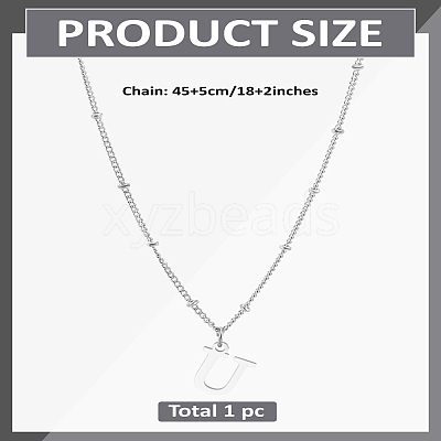 1Pc Brass Chain & 304 Stainless Steel Letter Pendant Necklaces NJEW-LP0001-35U-P-1