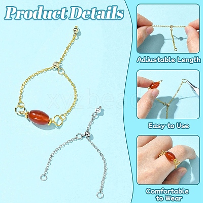 4Pcs 2 Colors Adjustable Brass Chain Finger Ring Making RJEW-CJ00001-1
