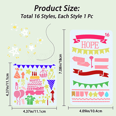 2 Sets 2 Styles PET Hollow Out Plastic Drawing Painting Stencils Templates AJEW-GF0006-91D-1
