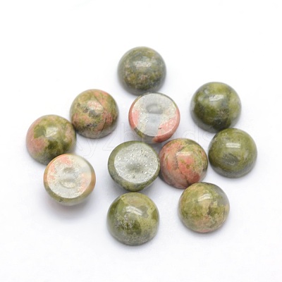 Natural Unakite Cabochons X-G-P393-R31-6mm-1