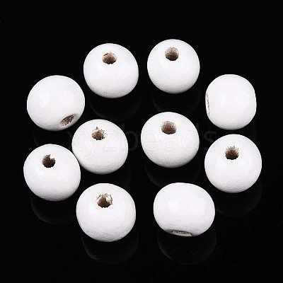 Spray Painted Round Natural Schima Wood Beads WOOD-A018-8mm-30-1
