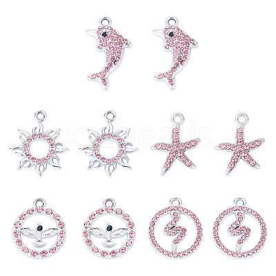 10Pcs 5 Styles Alloy Pendants FIND-TADJ0001-26B-1