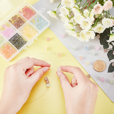160Pcs 8 Colors Crackle Glass Beads GLAA-PH0001-38-1
