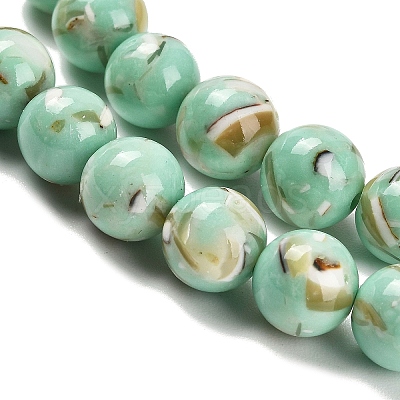 Assembled Synthetic Stone and Trochus Shell Beads Strands G-B128-08C-02-1